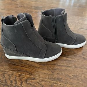 Grey Suede Wedge Sneakers